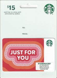 Gift Card Just For You Starbucks United States Of America Cashier