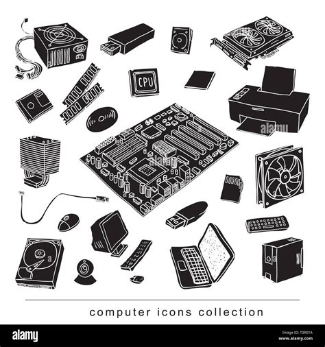 Iconos De Hardware Del Equipo Los Componentes De La PC Imagen Vector