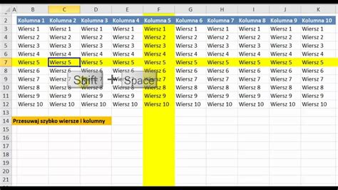 Excel 2010 Przesuwanie Wierszy I Kolumny Porada 11 YouTube