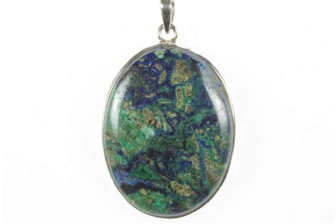 2 05 Vibrant Malachite And Azurite Pendant 925 Sterling Silver