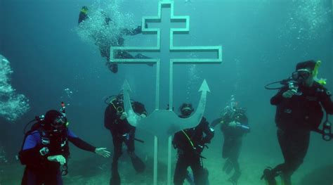 Divers Building Underwater Church In Crimea Cross Already In Place Ocl