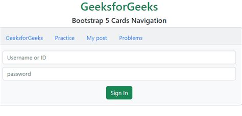 Bootstrap Cards Navigation Geeksforgeeks