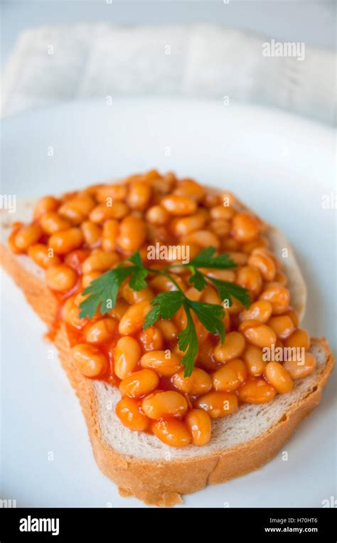 Baked Beans On Toast Stock Photo Alamy