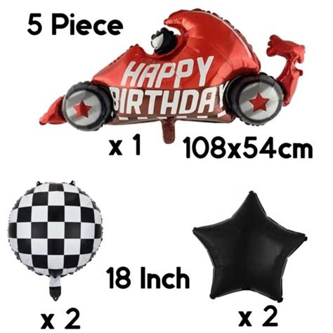 Racing Car Themed Foil Balloon Set 5 Piece Pretty Party Shop