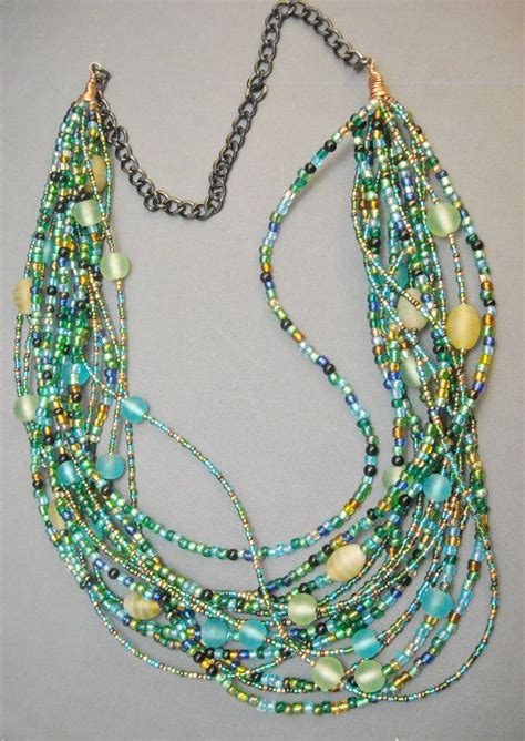 Multi Strand Eye Catching Glass Seed Bead Necklace Etsy In 2023