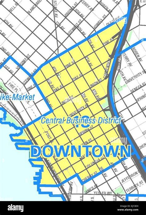 Seattle Central Business District Map Stock Photo Alamy