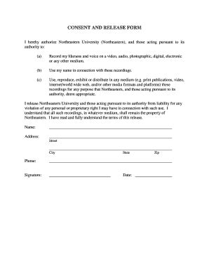 Fillable Online Northeastern Release Form Northeastern University Fax