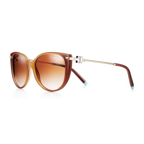 Tiffany T Cat Eye Sunglasses In Camel Acetate With Mother Of Pearl