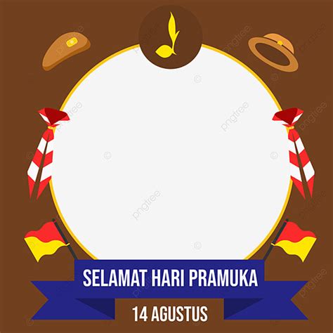 Gambar Selamat Hari Pramuka Bingkai Twibbon Dengan Ornamen Siswa