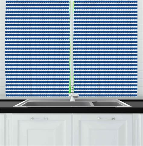 Navy Blue Kitchen Curtains 2 Panel Set Window Drapes 55" X 39 ...