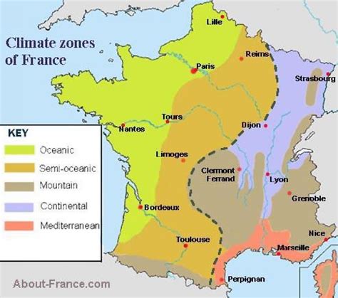 Francia Clima Sulla Mappa Mappa Della Francia Per Il Clima Europa Occidentale Europa