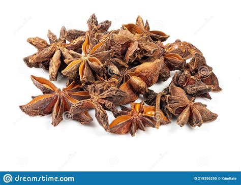 Pile Of Star Anise Fruits Closeup On White Stock Image Image Of