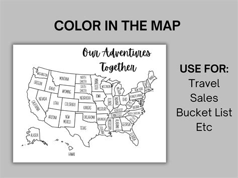 United States Map United States Coloring Map State Names Instant Download Printable Map