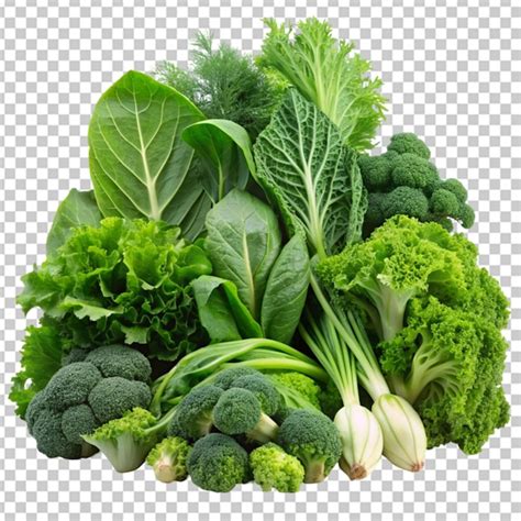 Verduras De Hoja Verde Con Fondo Transparente Archivo Psd Premium