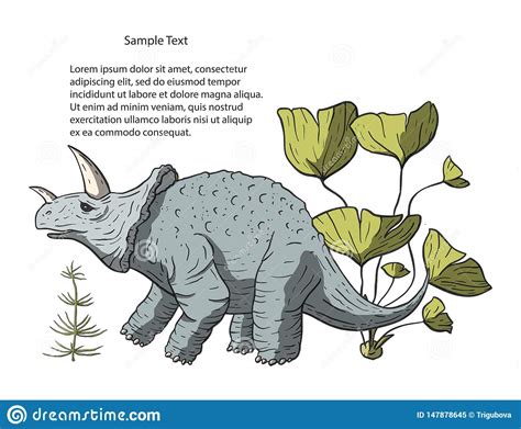 Triceratops Del Dinosaurio En Su H bitat Ilustración del Vector