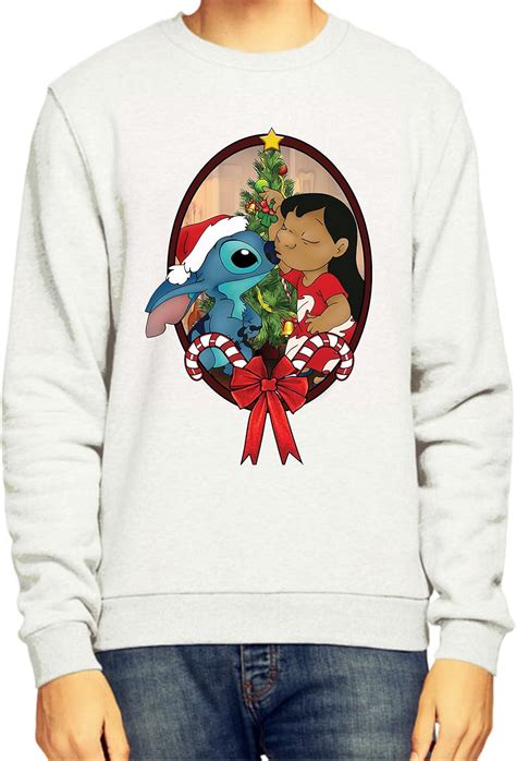 Lilo And Stitch Christmas Jumper Sweatshirt Large White Amazon