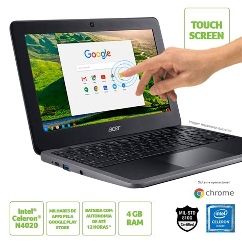 Chromebook Touch Acer 116 Celeron 4gb Ram 32gb Intel Uhd Graphics 600 Chrome Os Preto