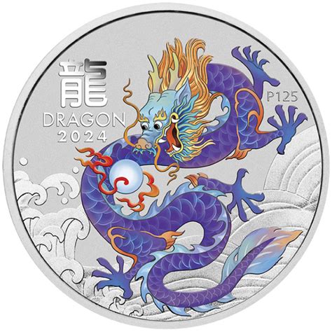 Perth Mint Lunar Iii Year Of The Dragon Purple Dragon Coloured