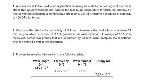 Solved A Brass Rod Is To Be Used In An Application Chegg