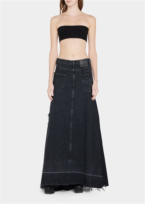 Marc Jacobs Raw Cut Denim Maxi Skirt Black Editorialist