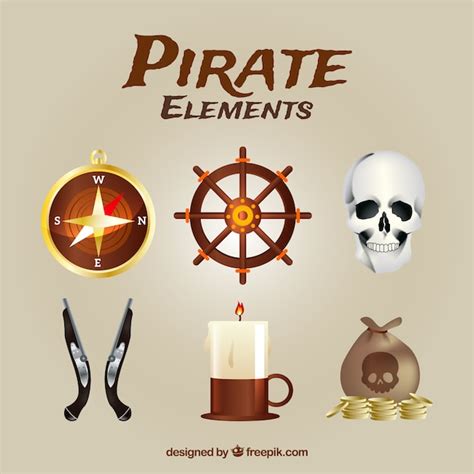 Free Vector Pack Of Realistic Pirate Elements