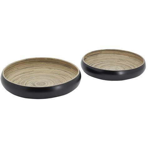 Plateaux Ronds En Bambou Naturel Et Noir Lot De