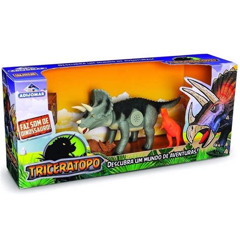 Brinquedo Triceratops Em Vinil Som De Dinossauro Adijomar Bonecos