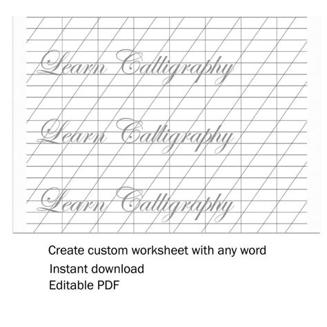 Editable Printable Spencerian Penmanship Practice Sheet Create Your Own Handwriting Practice