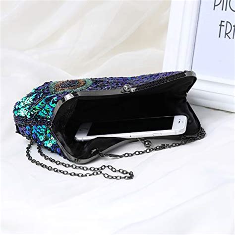 BABEYOND 1920s Flapper Peacock Clutch Gatsby Sequined Evening Handbag