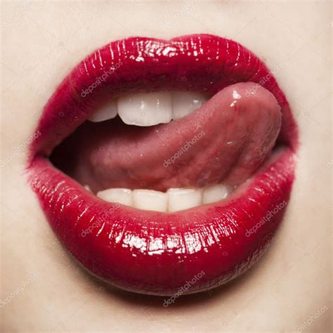 Glamour Red Gloss Lips Stock Photo By Doodko