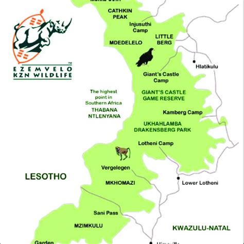 A map of uKhahlamba Drakensberg Park Source: Ezemvelo-KZN-Wildlife (2018) | Download Scientific ...