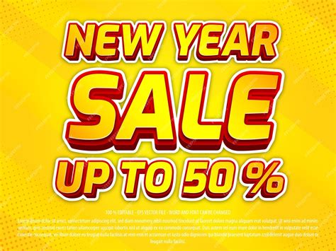 Premium Vector New Year Sale 3d Style Editable Text Effect Template