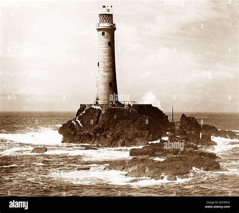 Longships Lighthouse Victorian Period Stock Photo Alamy