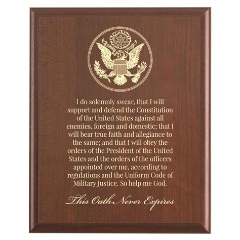 Oath Of Enlistment Military Plaque Patriotic American Decor For Us