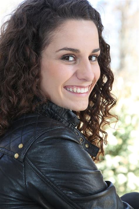 Brunette In Leather Jacket Stock Image Image Of Heel 27917793