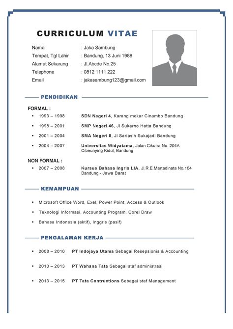 Top Contoh Cv Singkat 43 Di Ide Menulis Curriculum Vitae Oleh Post