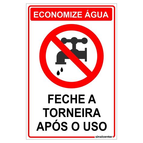 Placa economize água feche a torneira após o uso Sinal Center