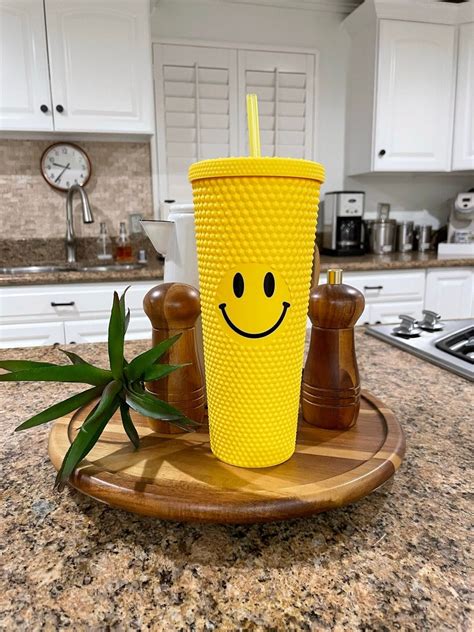 Smiley Face Starbucks Cup Yellow Tumbler Custom Starbucks Cup Reusable