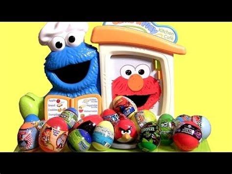 Cookie Monster Kinder Surprise Eggs Cars SpongeBob Jake Sesame Street ...