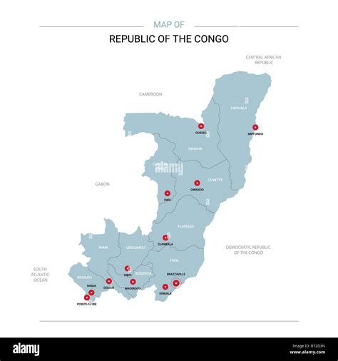 Congo Vector Map Editable Template With Regions Cities Red Pins And