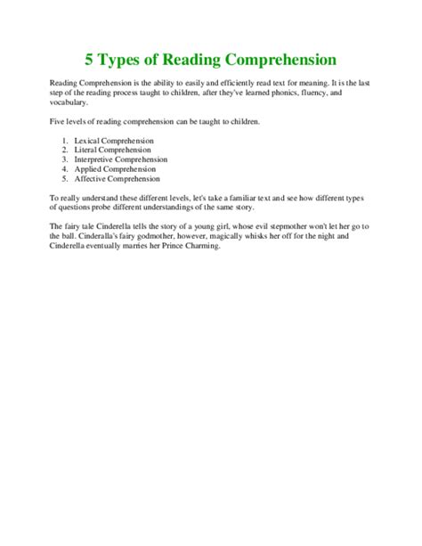 Doc 5 Types Of Reading Comprehension