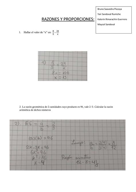 Razones Y Proporciones RAZONES Y PROPORCIONES La razón geométrica de