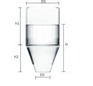 Calculadora de volume de tanques cilíndricos fundo cônico Mixtura