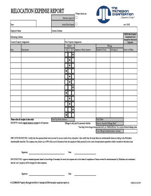 Fillable Online RELOCATION EXPENSE REPORT Fax Email Print PdfFiller