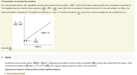 SOLVED Characteristics Of Second Order Reactions For Second Order