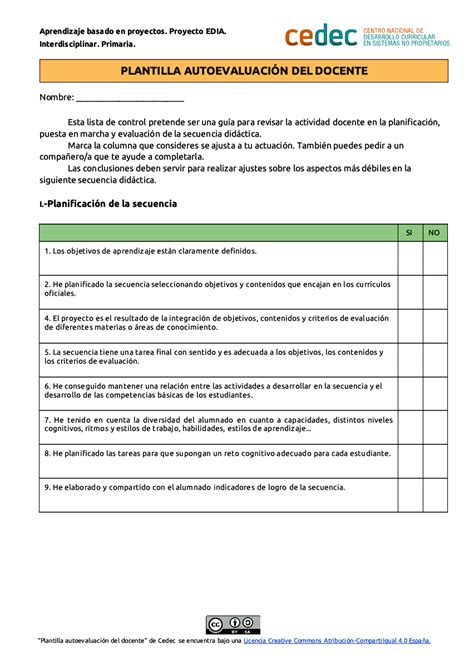 Cedec Plantilla Autoevaluacion Docente ABP Cedec