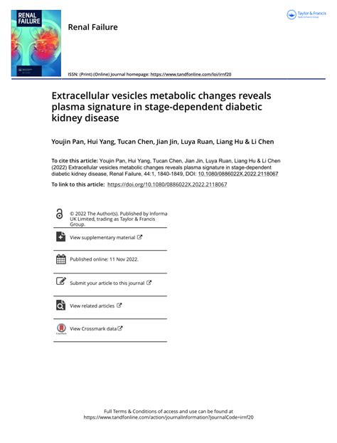 Pdf Extracellular Vesicles Metabolic Changes Reveals Plasma Signature