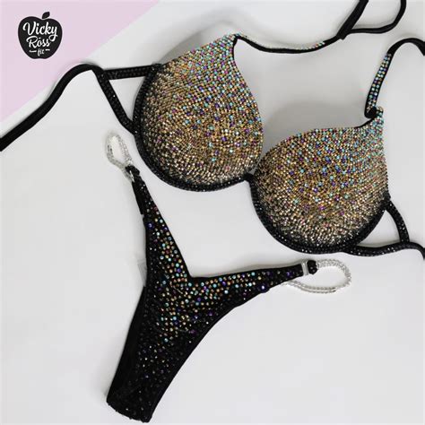 Gold Competition Bikini Stage Ready Bikini Suits Vicky Ross Fit