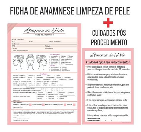 Ficha De Anamnese Limpeza De Pele BRAINCP