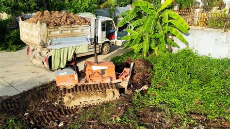 First Starting New Project Near A Villa Trucks And Komatsu P Dozer